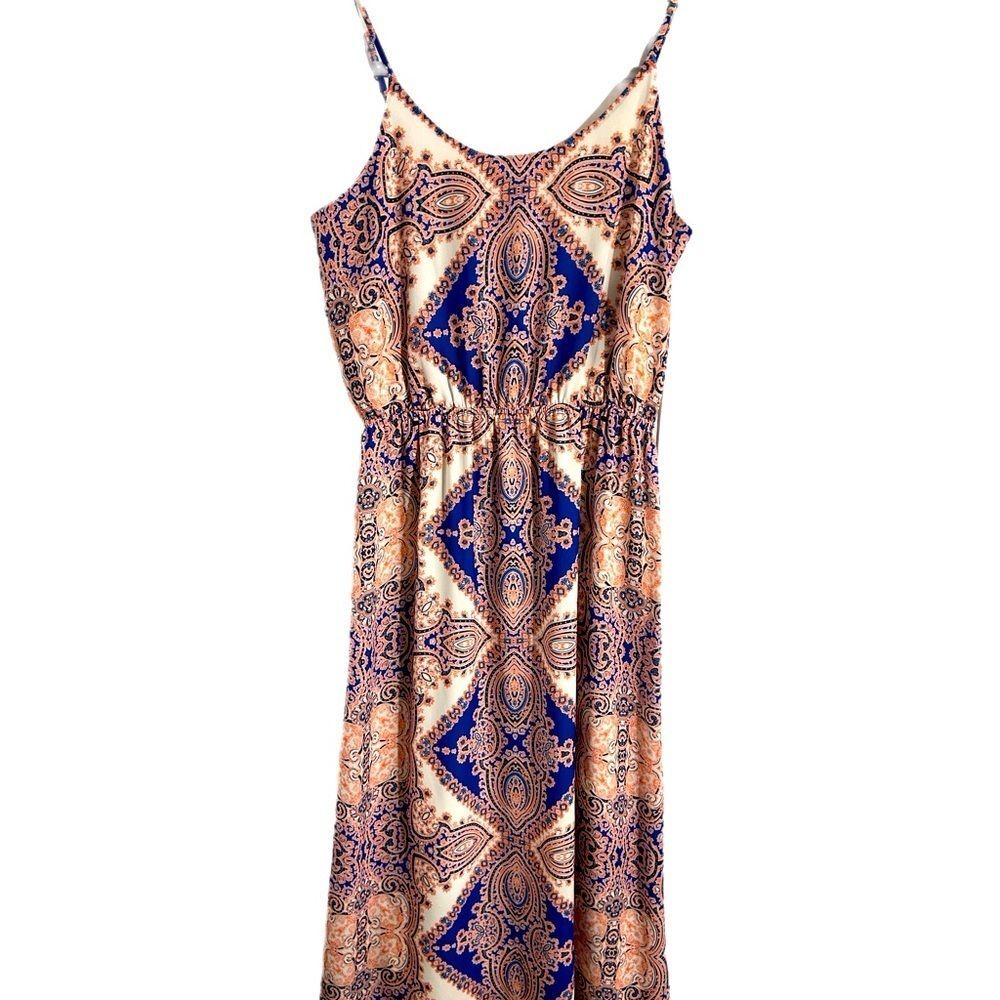Cremieux Size Medium Lined Blue, White, Peach Dress